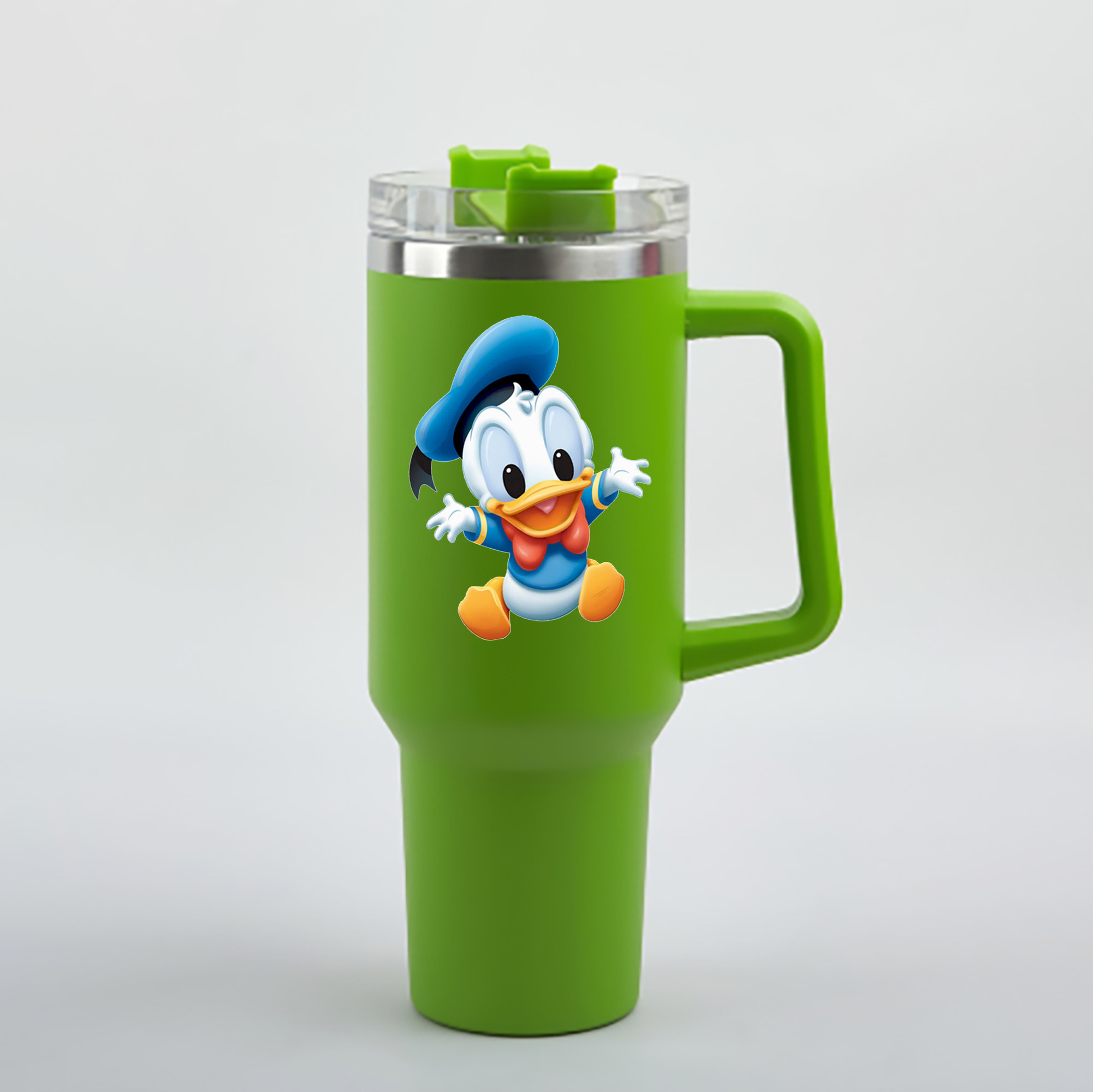 （画像用） ミッキーマウス Mickey Mouse 1200mL車用タンブラー - クリスタルステッカー（プラスチックストロー付き）